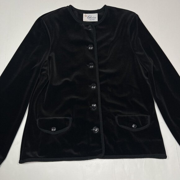 Vintage Choice by Butte Velvet Velour Button Up Jacket  Women’s Size 12 Black - Picture 4 of 12